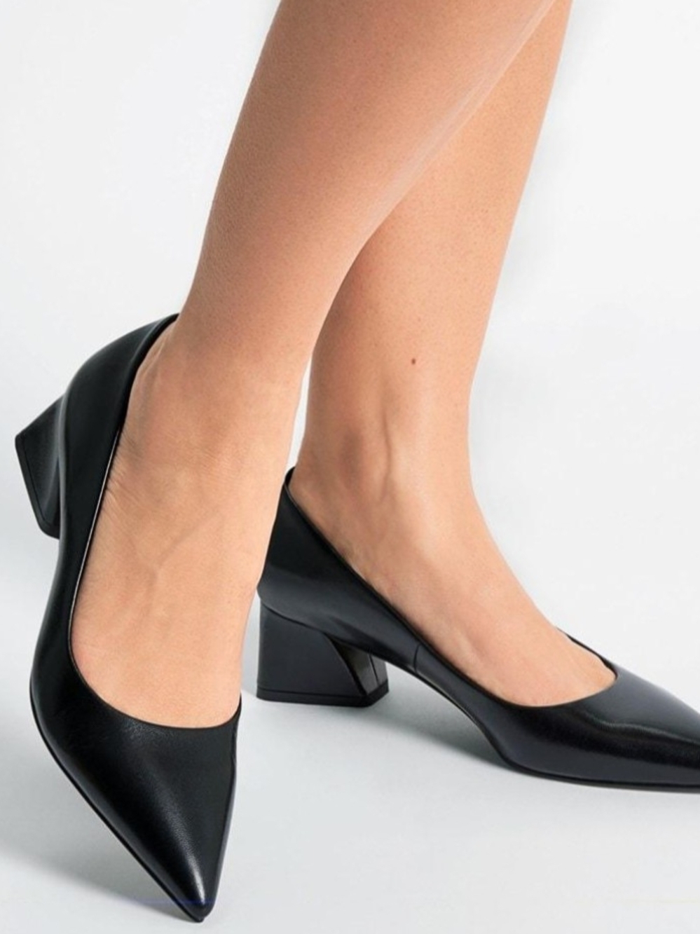 Franco Sarto Black Pointed Block Heel Pumps 8.5 W